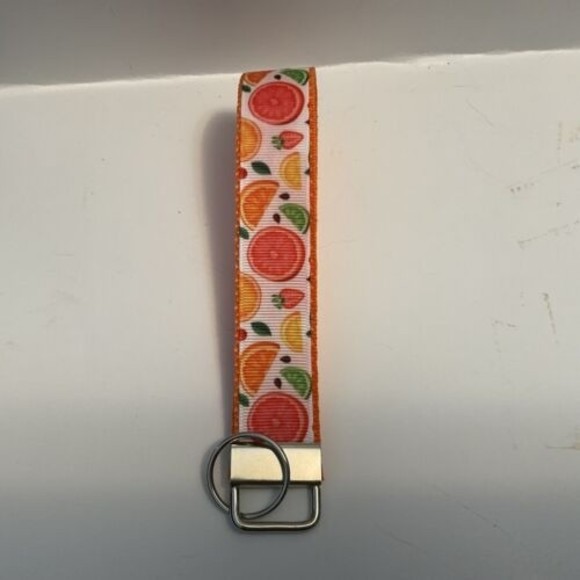 Citrus Theme Key Fob Wristlet Keychain Cane strap handmade - Picture 2 of 2